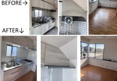 キッチン・給湯器交換、リビング・キッチン床上貼り工事＠富士見
